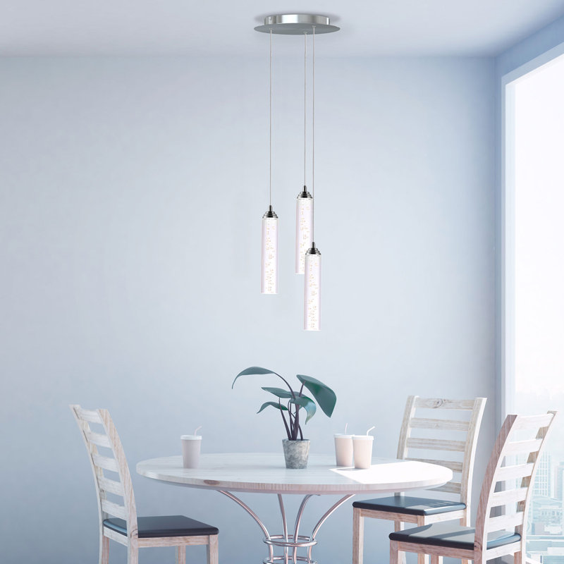 Ardrie 3 - Light Chrome Cluster Pendant, 8.7" H x 1.8" W x 1.8" D