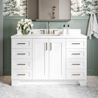 Freitas 54'' Solid Wood Single Bathroom Vanity with 1.5'' Quartz Top