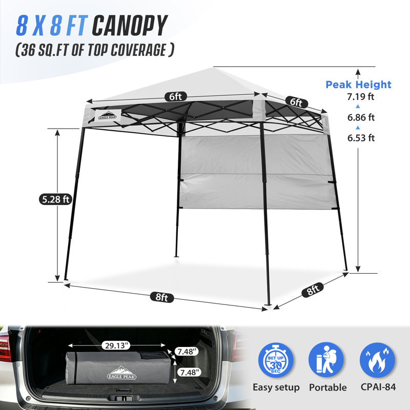 Pavillon escamotable de 8 pi L 8 pi. Auvent en acier D Adventure, Blanc