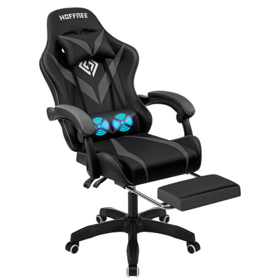Hoffree Ergonomic Gaming Desk Chair with Vibration Lumbar Pillow for Teens