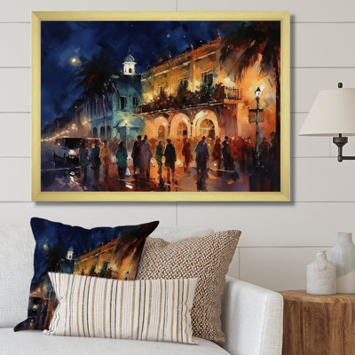 Lunarae brun et bleu brillant façades sur toile