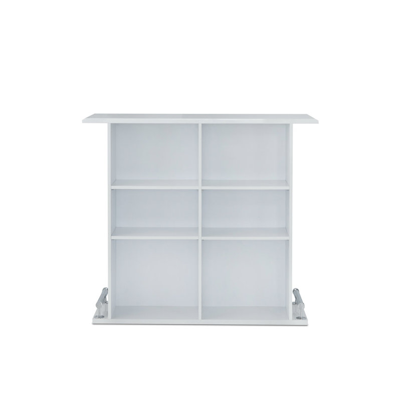 White Gloss 6-shelf Bar Table For Dining Use - & Fashionable Element High Area Sleek Stable Furniture