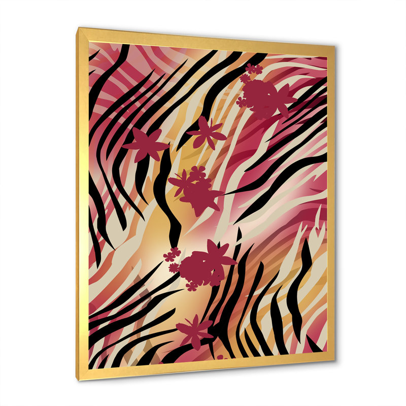 Peau de zèbre III - peinture, H 20 po x l 12 po x P 1 po, Toile avec cadre photo doré