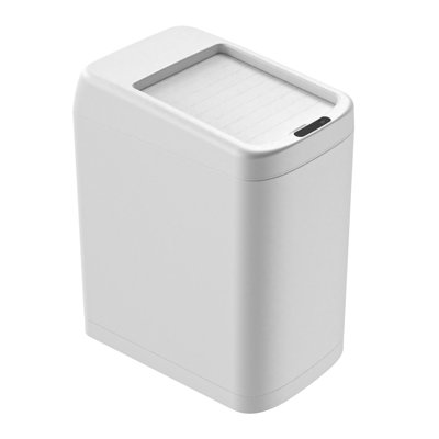 ELLO&ALLO 13 Gallon Motion Sensor Trash Can, Stainless Steel Automatic Garbage Bin with Sliding Row Up Lid, Touchless Hands-Free Soft-Close, Silver