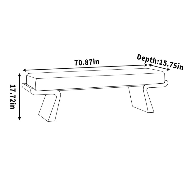 Tabouret long en bois massif, H 17,72 po x l 70,87 po x P 15,75 po