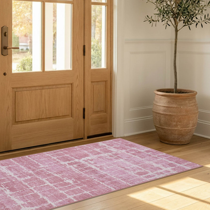  Dream Mink Theo Printed Chenille Rugs, 2' x 4', Pink