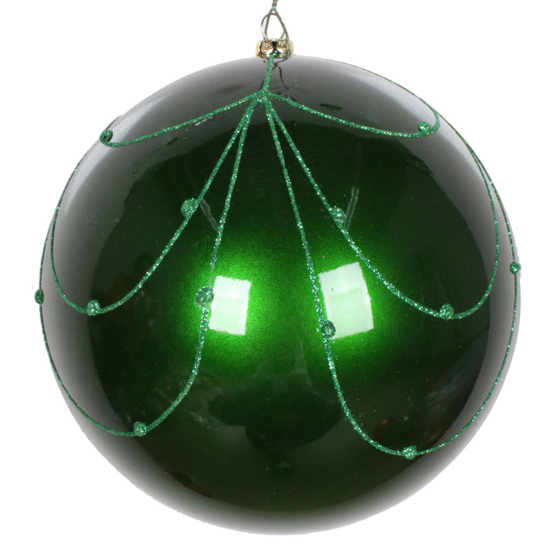 Ornement boule de rideau à paillettes bonbon, Vert