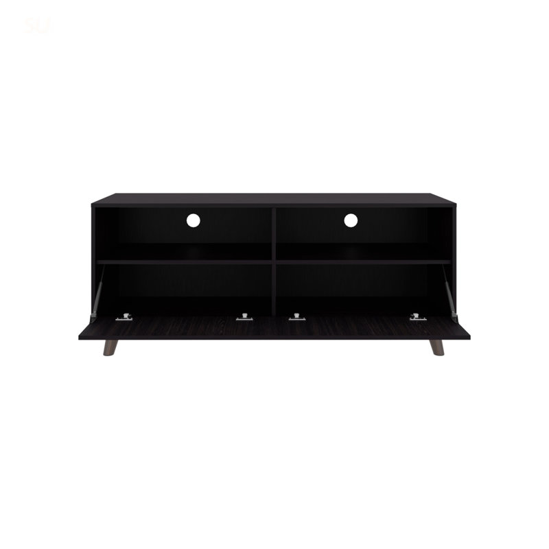 Meuble télé, 1 porte, 2 tablettes, wengé noir