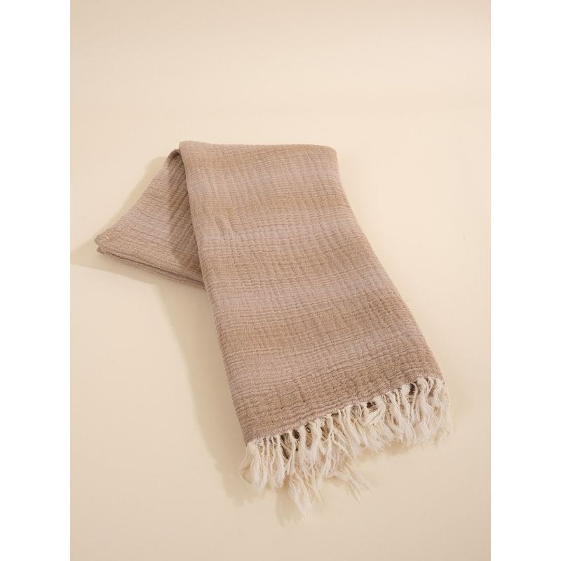 Serviette de plage 100% coton Hanahan, Kaki / beige