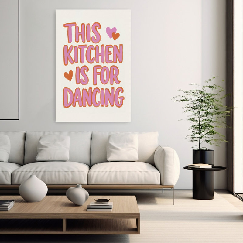 «Dancing Kitchen Heart», art mural coloré énergique et ludique, H 60 po x l 40 po