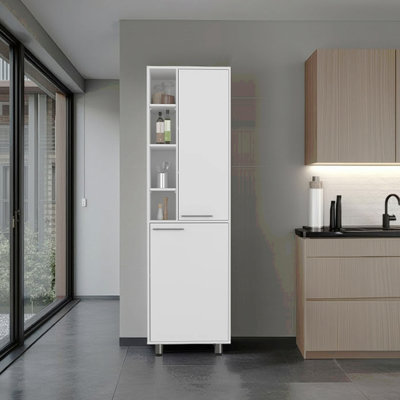 Burton Kitchen Pantry With 2 Doors, Adjustable Shelves, Side Shelves, Compact Storage Cabinet For Kitchen Organization