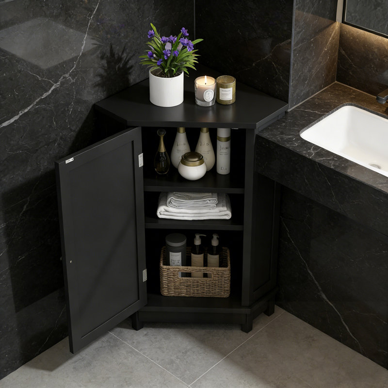 Meuble de coin avec tablette ajustable, Noir