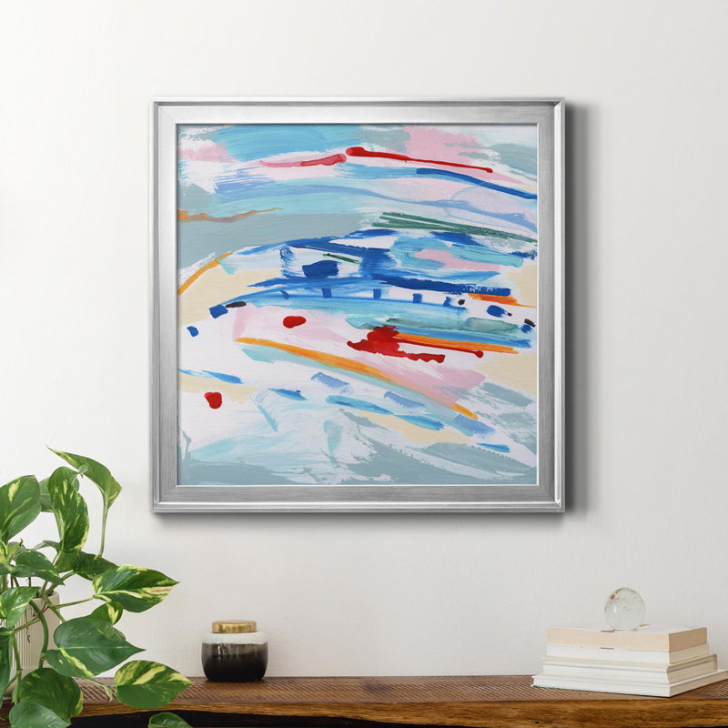 Waterway I - Peinture sur toile encadrée, H 26,5 po x l 26,5 po x P 1,5 po, Argent