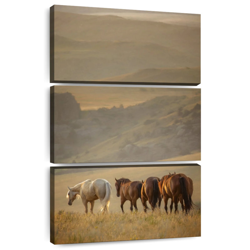 Chevaux couchés de soleil VI, H 45 po x l 28 po