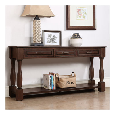 63Inch Long Wood Console Table With 3 Drawers And 1 Bottom Shelf For Entryway Hallway Easy Assembly Extra-Thick Sofa Table( Light Espresso)