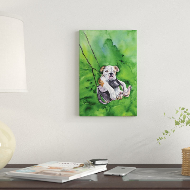 "american bouledogue chiot" , impression sur toile, H 40 po x l 26 po x P 1,5 po, Toile tendue, Pas de tapis