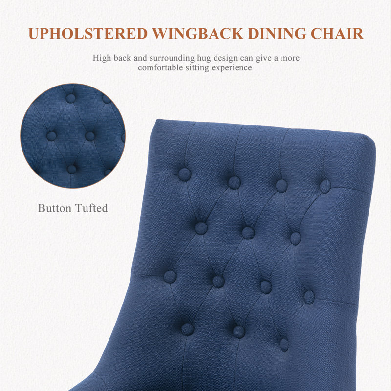 51cm H Tufted Fabric Upholstered Side Chair, Blue