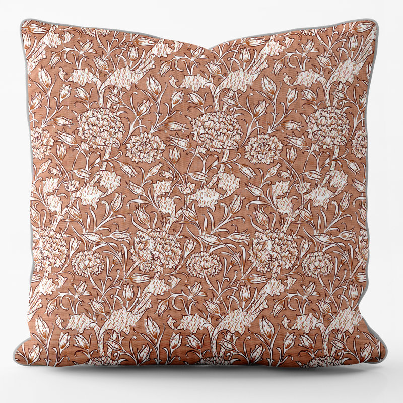 Floral Square Cushion, Red