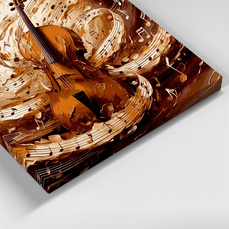 «Music Cello Brown», art mural sur toile, H 32 po x l 32 po