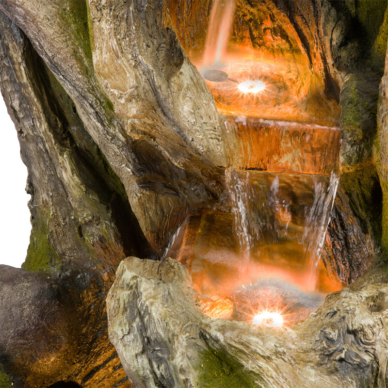 Jaason Outdoor Weather Resistant Floor Fountain with Light, 59" H x 21" W x 28" D