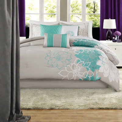 Ensemble de literie en satin de coton élégant et floral, édredon hypoallergénique avec coussins décoratifs pour les chambres modernes