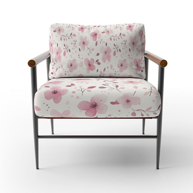 Fauteuil d'appoint Flowers For Teenagers, Bras ronds bruns