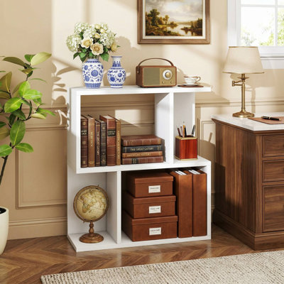 Bibliothèque autoportante à 3 niveaux, tablettes ouvertes spacieuses et conception anti-basculement, finition imperméable et résistante aux égratignures, convient à un petit appartement, une chambre à coucher ou un bureau