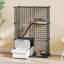 Cage à chat à 3 niveaux avec bac à litière