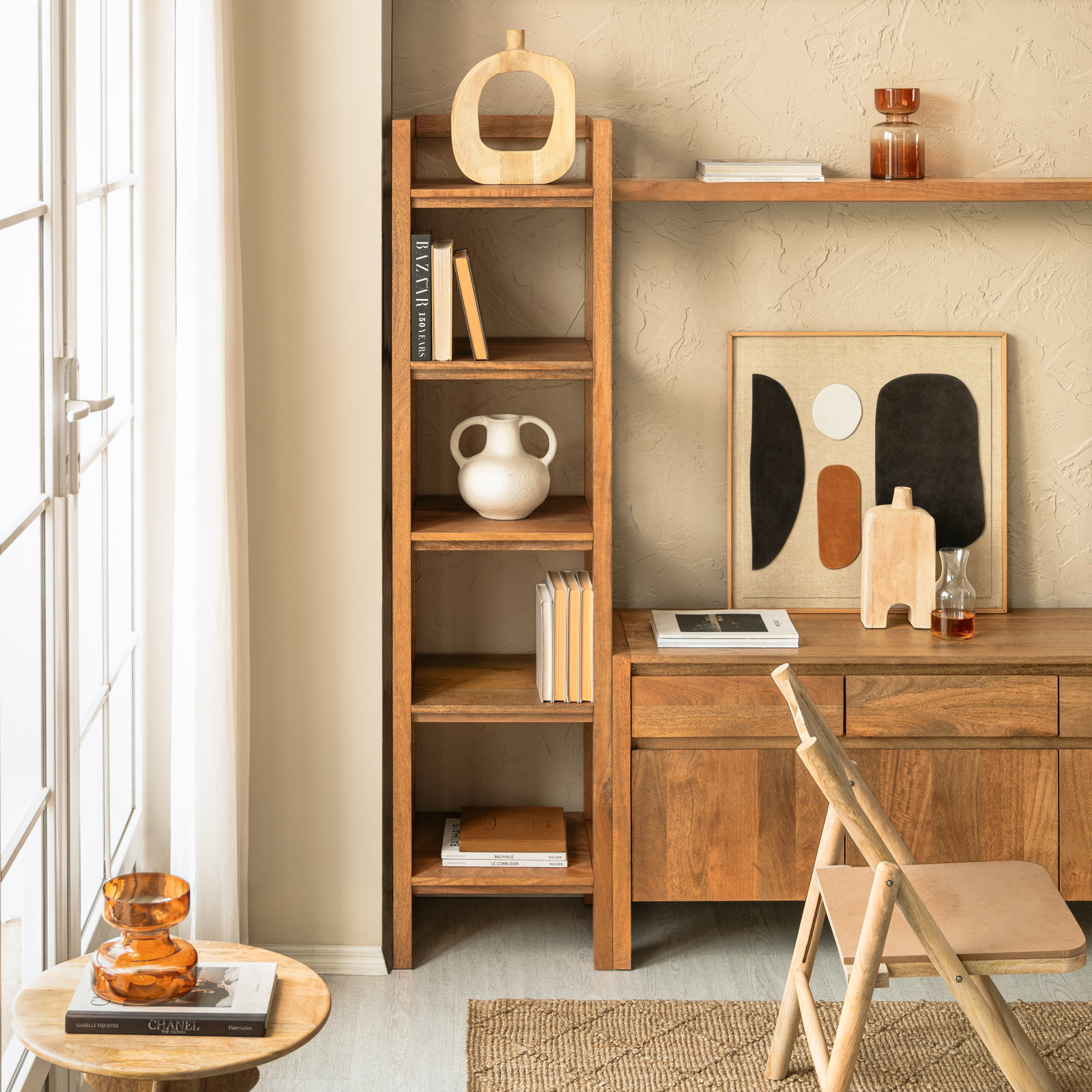 Stills Etagere Solid Wood Bookcase, Mid Tone Honey, 70" H x 18" W x 16" D