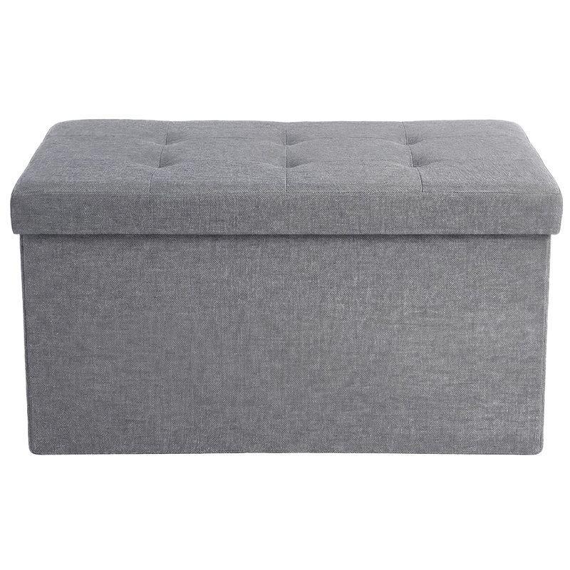 30.5"W Folding Storage Ottoman Bench, Oxford Fabric, Gray