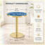 Table basse ronde de luxe moderne 23,6 po, plateau en panneau de fibres à densité moyenne à texture marbrée avec finition peinture UV, bordure en acier inoxydable, pieds en métal, table d'appoint de salon-130621718