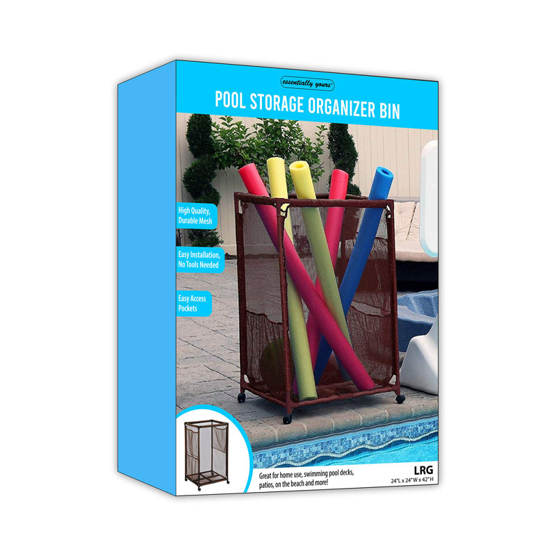 Panier de rangement pour piscine à roulettes, Marron