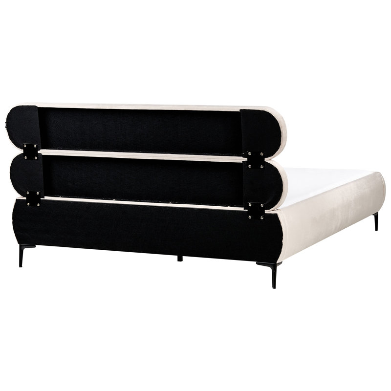 Bed Velvet LESSAY, Light Beige Velvet, European Super King (195 x 213 cm)