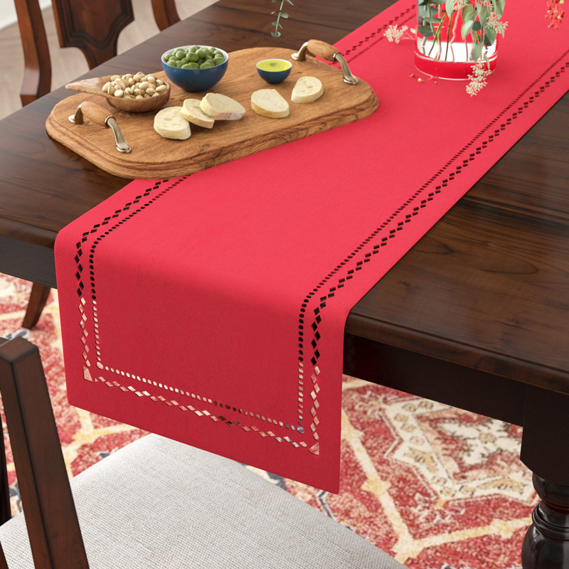 Wenner Double Hemstitch Easy Care Table Runner, Red