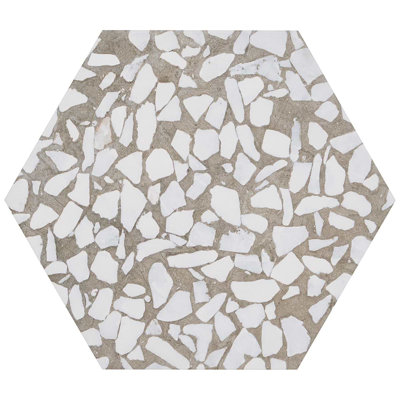 Terrazzo 9" Hexagon Matte Terrazzo Look Porcelain Tile