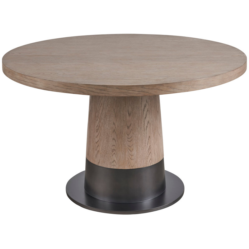 Gray Oak Extendable Round Mid-century Modern Dining Table