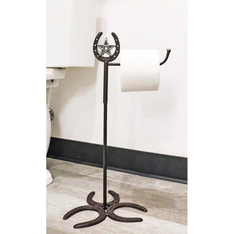 Porte-papier hygiénique sur pied Rustic Western Lone Star Lucky Horseshoes