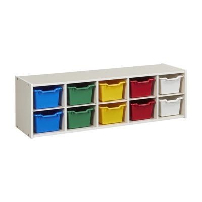 ECR4Kids Streamline 10 Cubby  Tray Cabinet and 10 Scoop Front Bins, 2x5, Kids Furniture