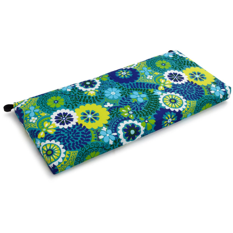 Outdoor 3'' Bench Seat Cushion, 3.5" H x 63" W x 19" D, Luxury Azure Floral