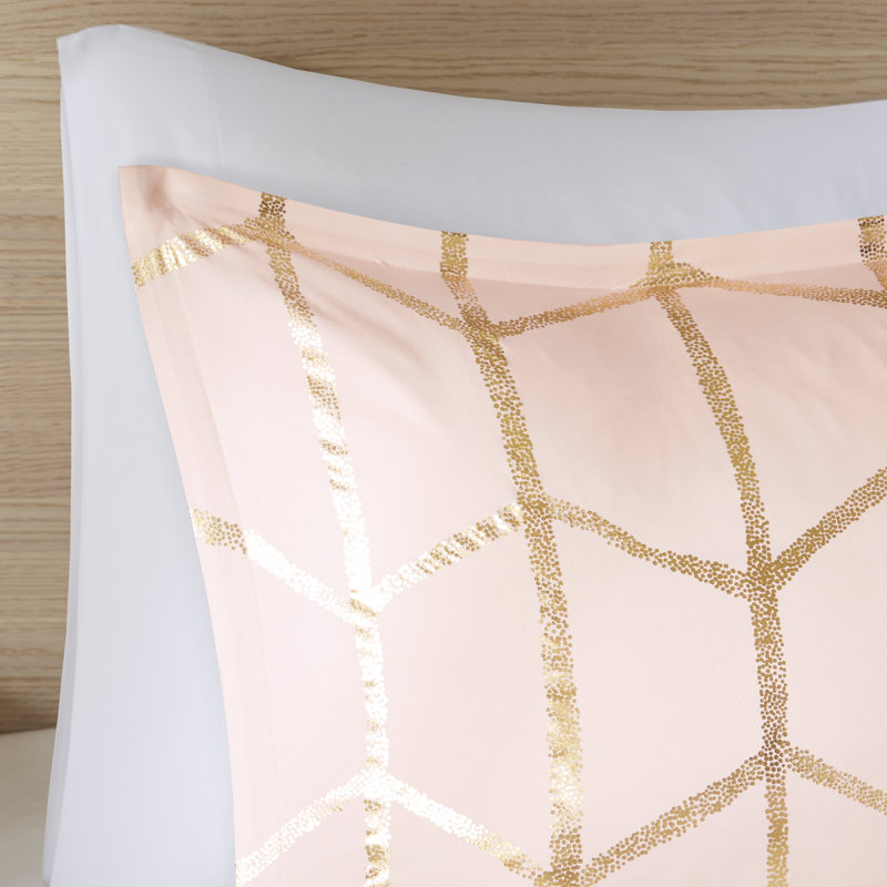 Blush and Gold Microfiber Full Bedspread Set