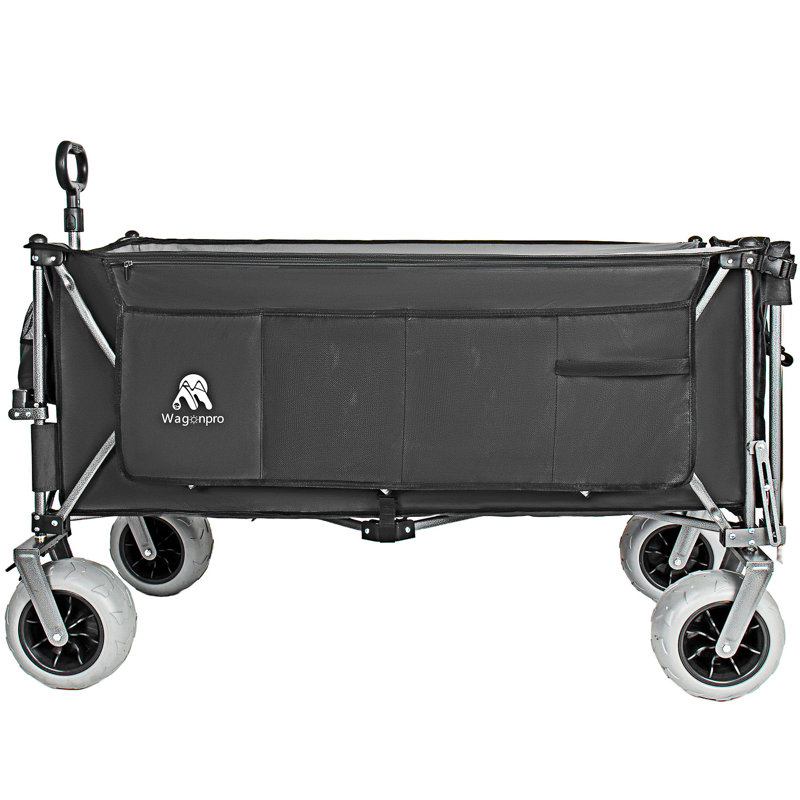 Extra Long Utility Beach Wagons With Opened Tailgate And Wheels, Noir