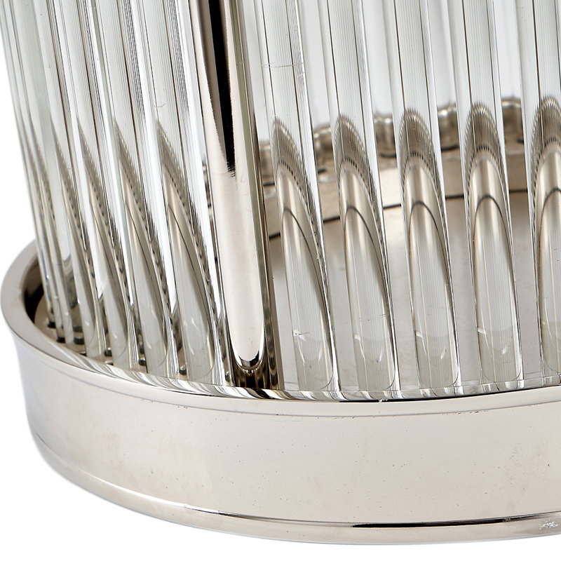 Glass Tabletop Hurricane, 33.5cm H x 26cm W x 26cm D, Silver