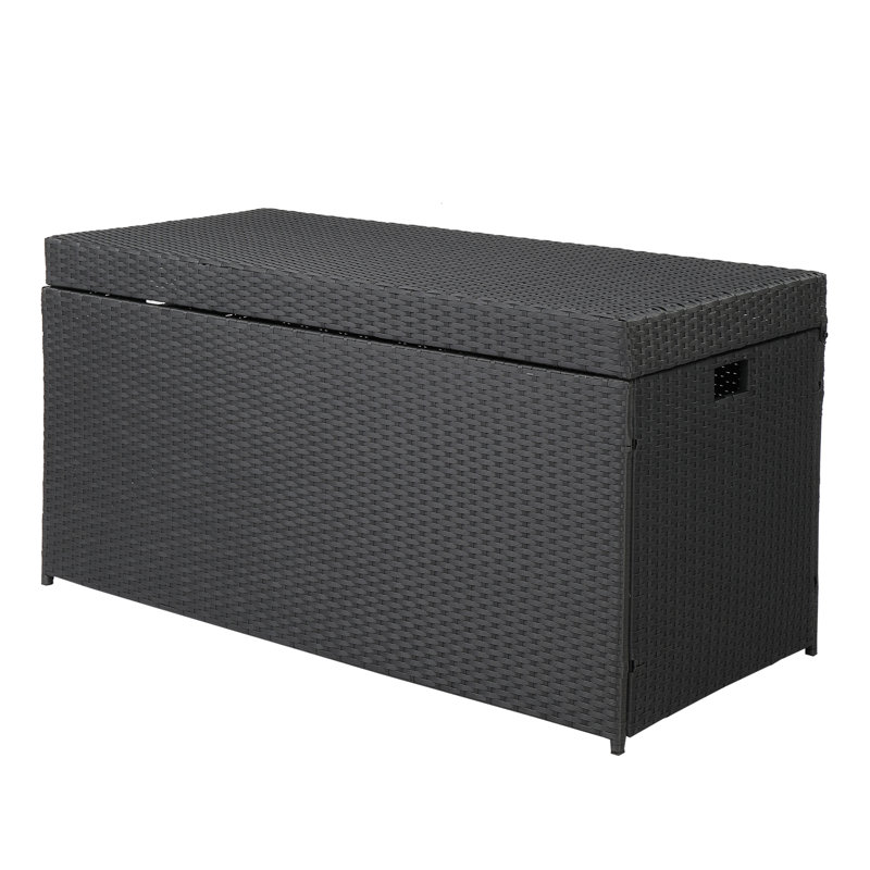 Senbabe 51.2'' W 132 Gallons Water Resistant Wicker Deck Box in Black