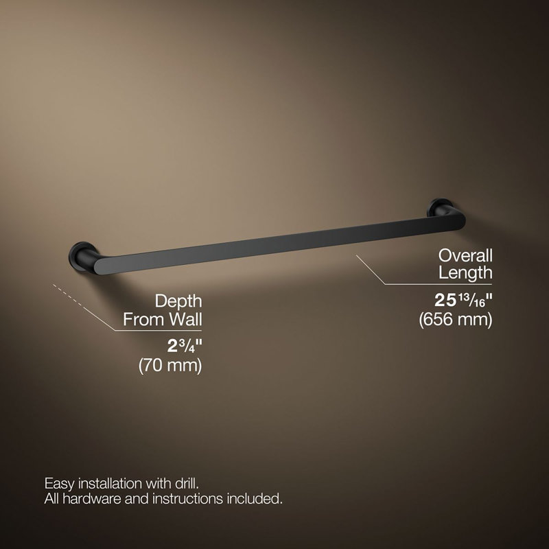 Avid Towel Bar, 24"W, Matte Black