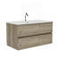Meuble-lavabo mural en chêne brut et chêne brut avec lavabo en céramique intégré avec trop-plein, grand meuble-lavabo flottant de rangement pour salle de bain moderne, pré-assemblé