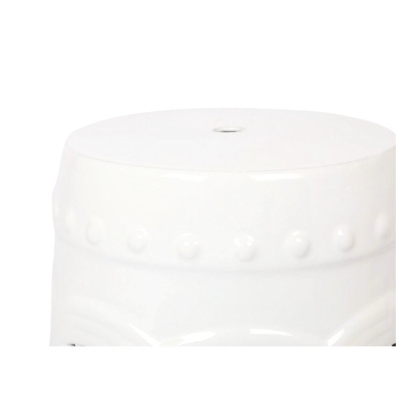 Table d'appoint en céramique émaillée 17 po x 10,5 po, blanc, intérieur / extérieur, charmante table de jardin