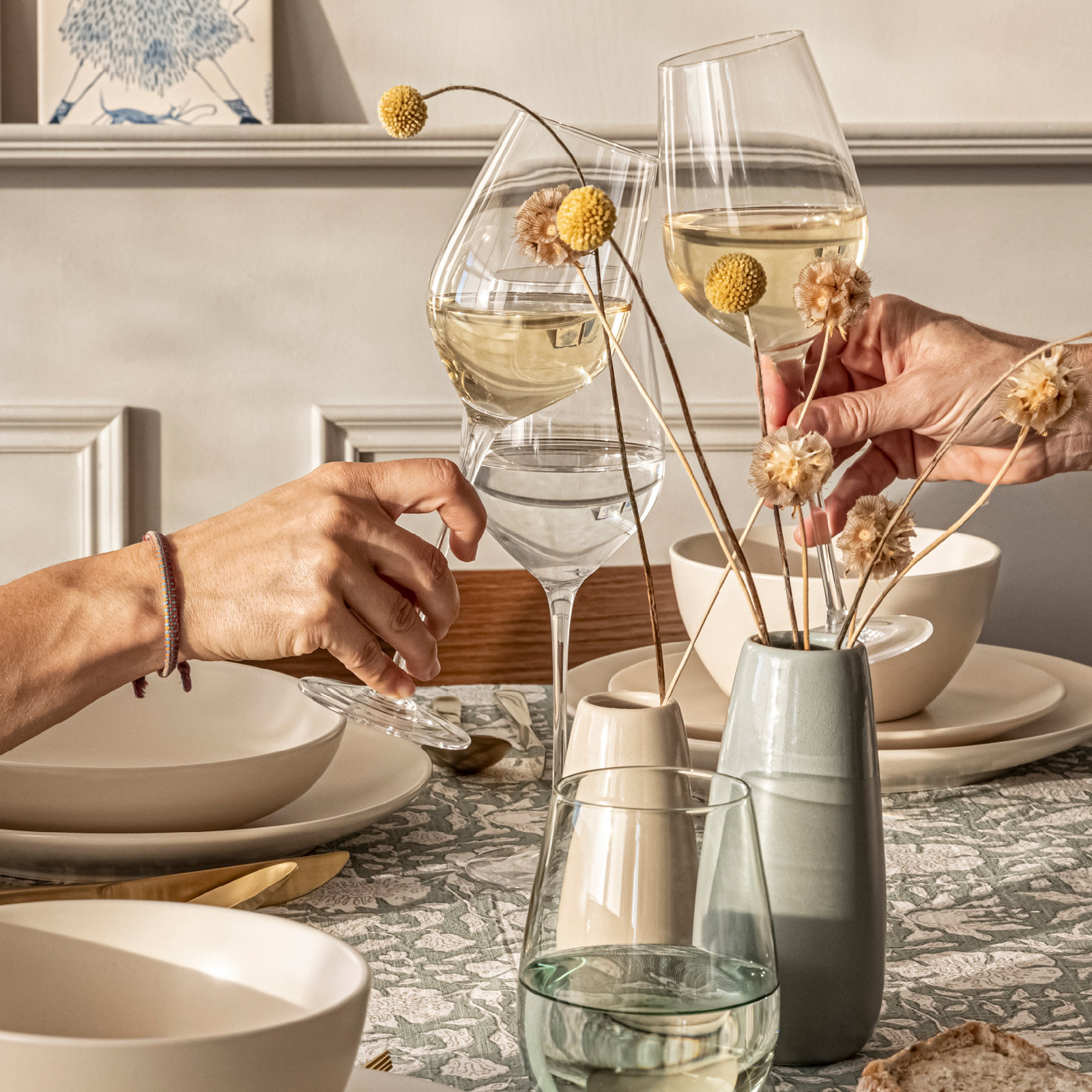 over&back Traditional Mouth-Blown Glassware - Set of 4 Classic Stem, 13 oz.