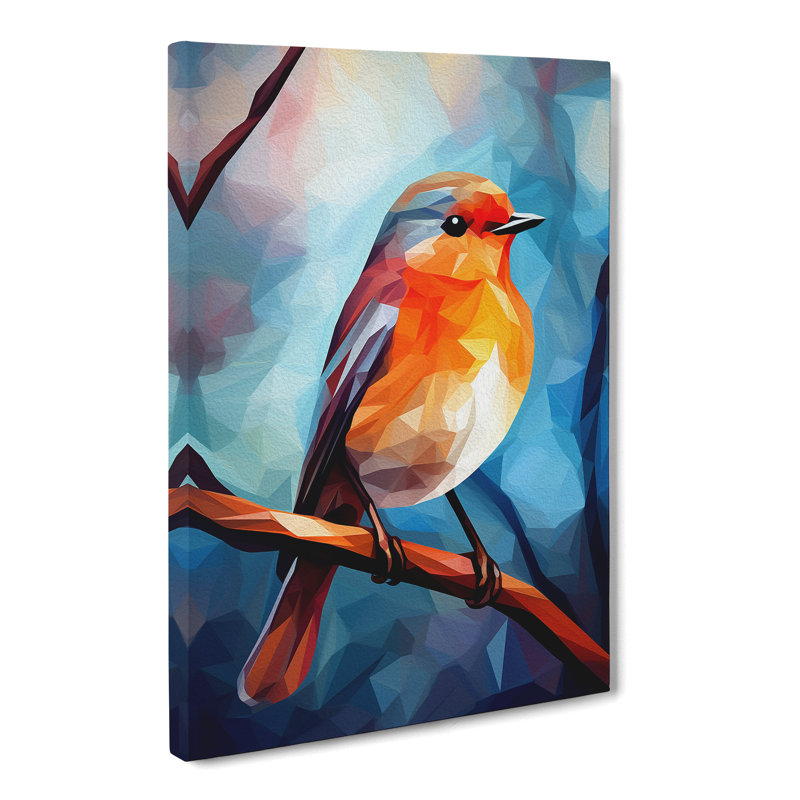 Robin Bird Cubism No.3 - Print, 60cm H x 40cm W x 3cm D
