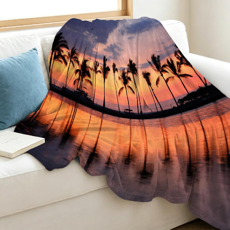 Jeté transparent en flanelle de polaire ultra douce, imprimé Sunset Beach Sunset, Throw 40" x 50"