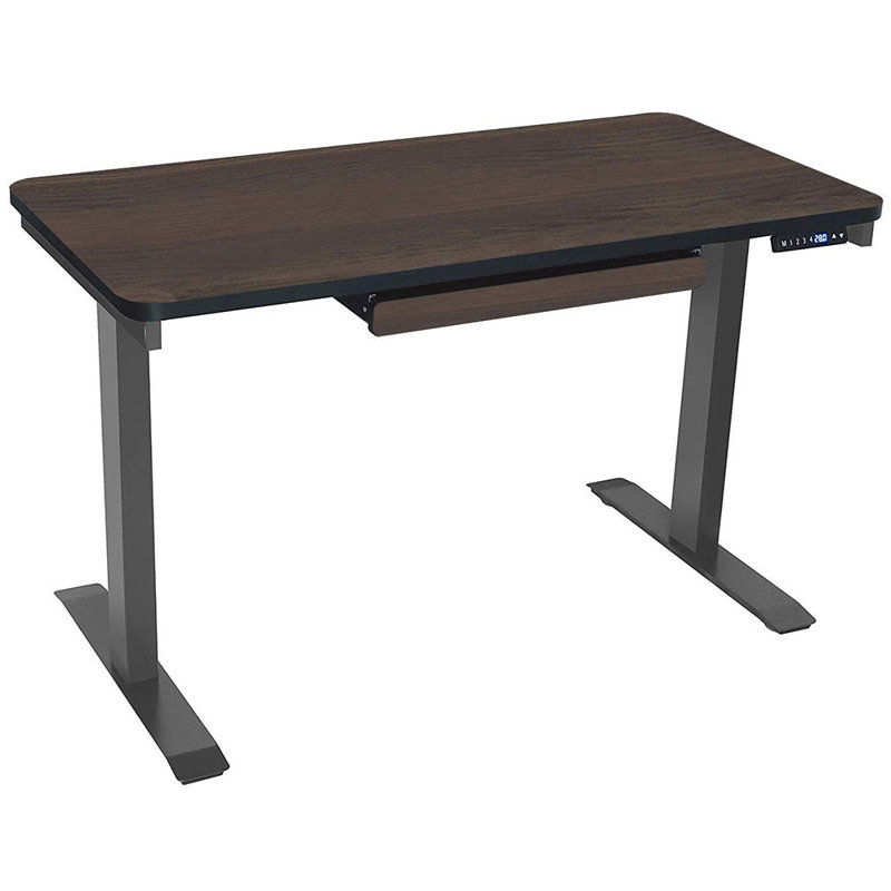 Bureau pour travailler assis-debout électrique 48 po x 24 po avec deux moteurs et tiroir de la série RISE 2 Kaylan, Noyer